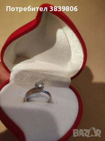пръстен бяло злато с брилянт, снимка 4 - Пръстени - 54239557