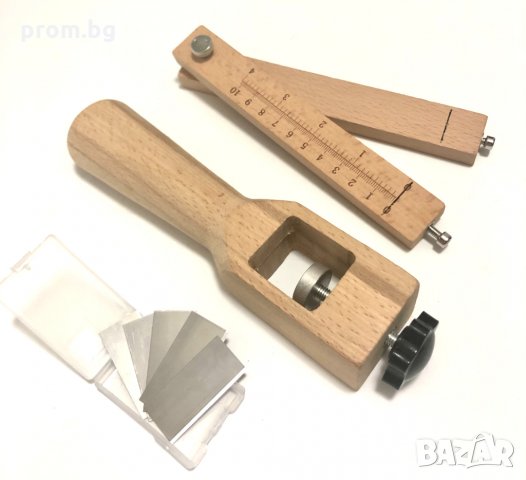 Дървен инструмент за рязане на кожени ленти, кожарски, сарашки, 5 ножа, снимка 15 - Други инструменти - 31313789