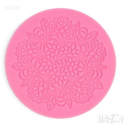 Кръгла с листа дантела силиконов молд форма за фондан гъмпейст украса, снимка 2 - Форми - 42640413
