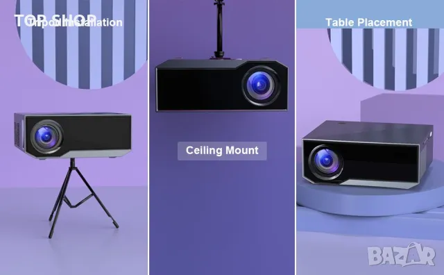 Проектор с Wifi и Bluetooth, Wielio GC05A 16000 lum с екран, снимка 7 - Плейъри, домашно кино, прожектори - 48648493