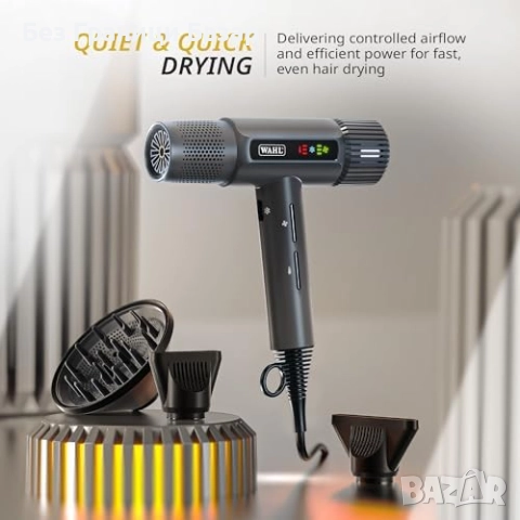 Нов Тих мощен сешоар Wahl Vanquish с 3 накрайника и памет функция коса, снимка 2 - Сешоари - 52544347