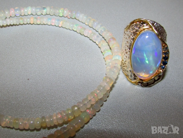 925 прекрасен сребърен пръстен с опал, снимка 4 - Пръстени - 54039677