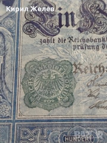 Райх банкнота - 100 марки 1910 година Германия зелен печат за колекция - 18896, снимка 3 - Нумизматика и бонистика - 31186592
