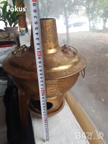 Страхотен стар месингов мангал уред печка, снимка 6 - Антикварни и старинни предмети - 51055593