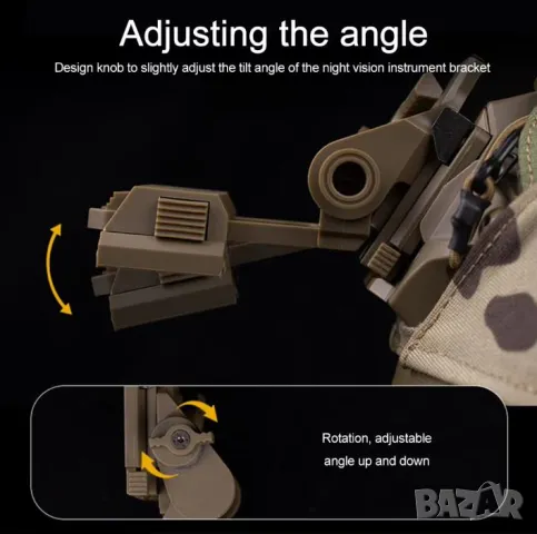 Стойка Държач Монтажна Скоба за Монтаж към Каска NVG L4 G24 L4G24 PVS15 PVS18 GPNVG18 FAST OPS Лента, снимка 5 - Оборудване и аксесоари за оръжия - 48889924