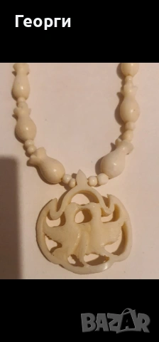 Красива огърлица от слонова кост, снимка 2 - Колиета, медальони, синджири - 53907623