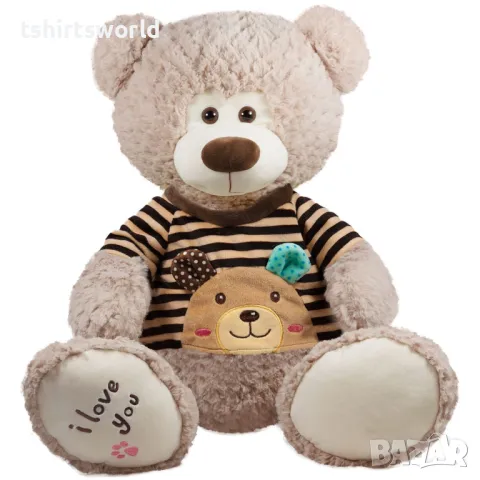 Ново плюшено Мече с кафява тениска, 42см