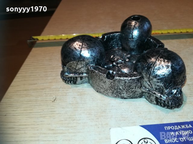 сребърен пепелник с три черепа 2810201245, снимка 4 - Колекции - 30585126