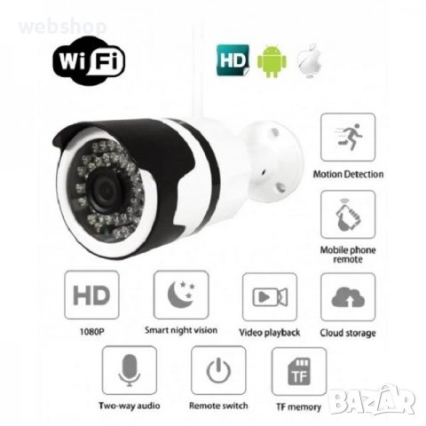 Безжична Wi-Fi IP камера Automat, 1080p FULL HD, камера за външна инсталация, бял
