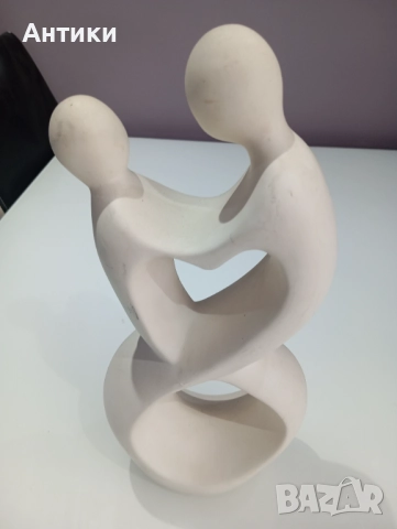 Голяма стара статуетка с влюбена двойка , снимка 11 - Декорация за дома - 52661479