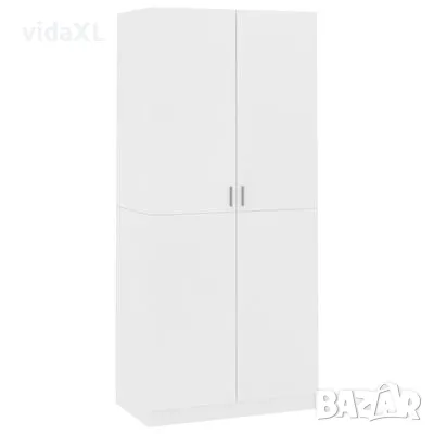 vidaXL Гардероб, бял, 90x52x200 см(SKU:800630, снимка 1 - Гардероби - 47311265