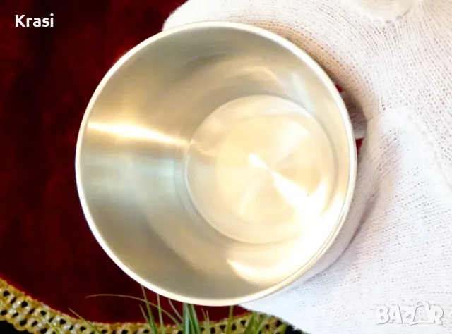 Чаша от калай за вино с рицар,дама,сватба, снимка 2 - Антикварни и старинни предмети - 47644114