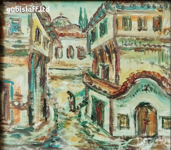 Kартина, "Изглед от Пловдив", худ. М. Михайлов, 1986 г., снимка 2 - Картини - 42707381