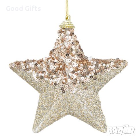 3 броя Златни коледни звезди за елха, 12см, снимка 2 - Декорация за дома - 42700871