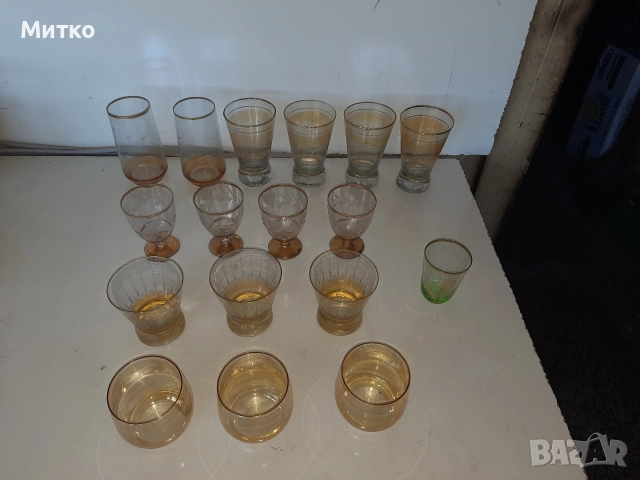 Ретро тънкостенни стъклени чаши за вода и алкохол, снимка 3 - Колекции - 52857126