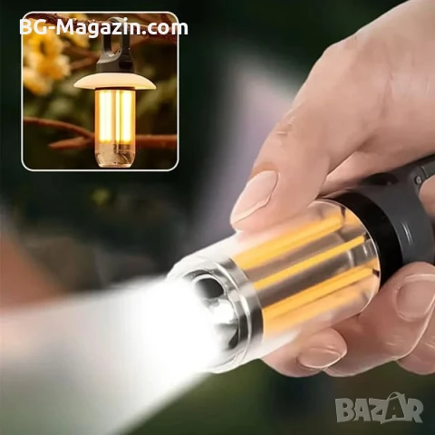 Мощна акумулаторна преносима LED лампа къмпинг осветление лед фенер за риболов туризъм палатка силна, снимка 4 - Къмпинг осветление - 51178731