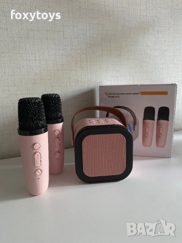 Караоке колонка с два микрофона, LED светлини и Bluetooth