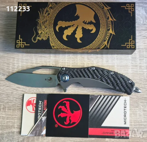 Microtech Matrix TitaniumCF Handle Hand Rubbed Satin 165C-4CFTI, снимка 3 - Ножове - 56327945