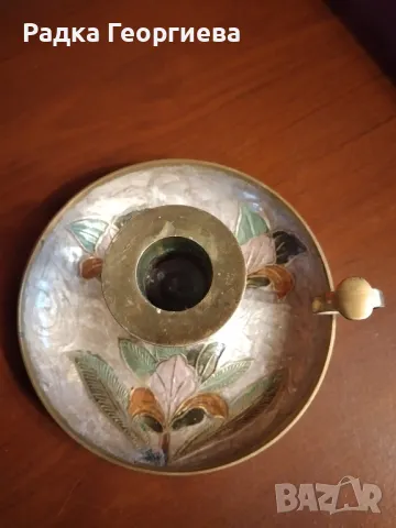 Винтидж месингов свещник, снимка 3 - Антикварни и старинни предмети - 50439481