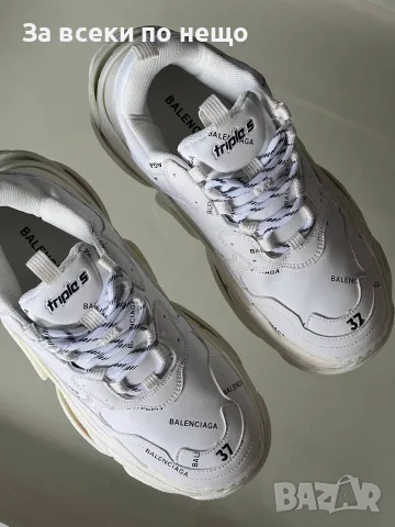 Triple S All-Over Logo White Унисекс👟Дамски Бели Маратонки👟Мъжки Спортни Обувки Код SEM-450, снимка 6 - Маратонки - 55871363