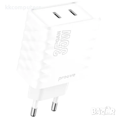 Зарядно/Адаптер 220V Proove Surge Gan / 35W / 2xPD / Бял / Баркод : 456396, снимка 1 - Оригинални зарядни - 48488336