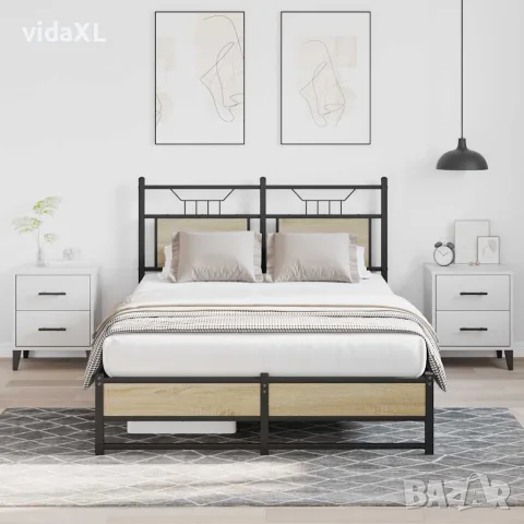 vidaXL Рамка за легло без матрак сонома дъб 120x200 см инженерно дърво, снимка 4 - Спални и легла - 56147573