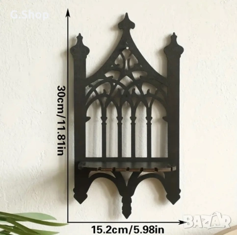 Стенна поставка шкафче черно ретро, снимка 4 - Антикварни и старинни предмети - 53224308