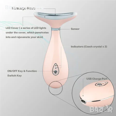 Масажор за лице 3 в 1  Lily Neck, снимка 4 - Масажори - 49630252
