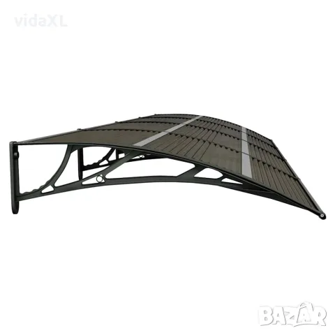vidaXL Сенник за врата, черен, 400x100 см, поликарбонат, снимка 5 - Врати за баня - 56146231