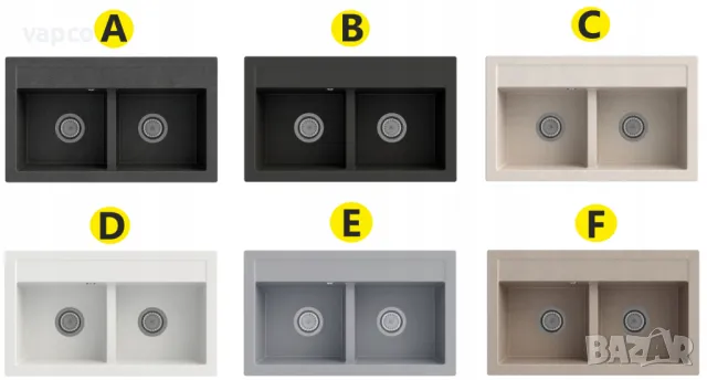 Гранитна мивка с 2 корита Granitan Duet 75см, снимка 11 - Мивки - 47597823