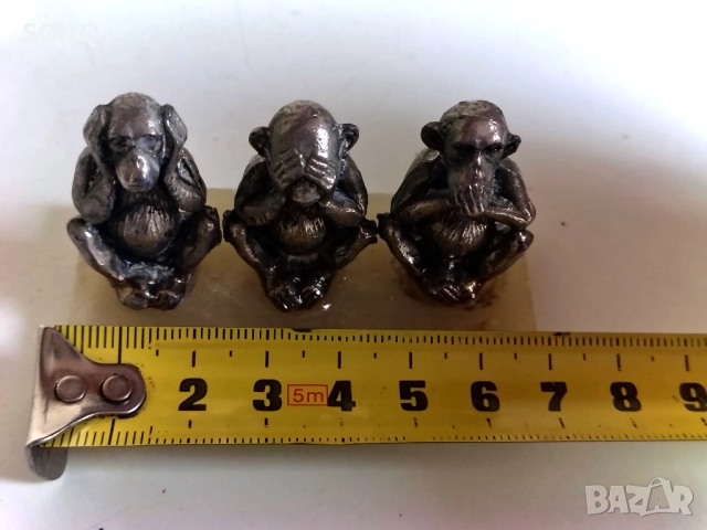 Колекционерска Посребрена Фигурка Трите Мъдри Маймуни, снимка 7 - Колекции - 52124908