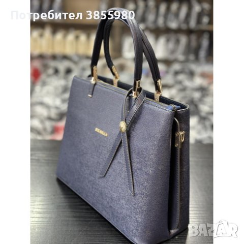 Черна дамска чанта за рамо Diardi черен/син цвят, снимка 4 - Чанти - 44327040