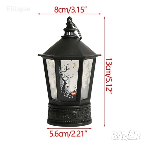 Декоративен LED фенер за Хелоуин – Реалистичен пламък и тематични шарки, снимка 2 - Декорация за дома - 52750003