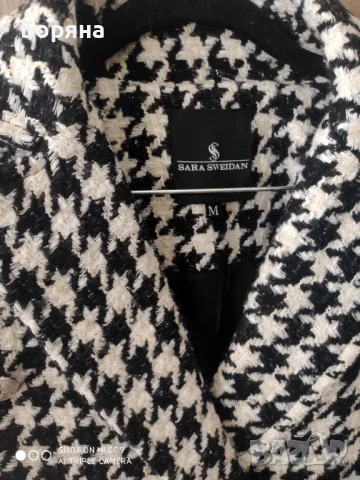 Sara Sweidan палто пепит с шапка комплект, снимка 5 - Палта, манта - 50057263