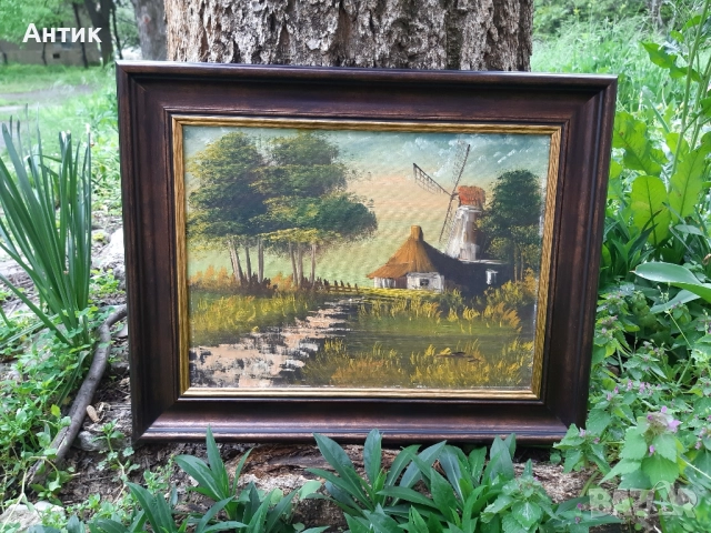 Красива Стара Картина Прованс Живопис Маслени Бои на Платно, снимка 3 - Картини - 51790004