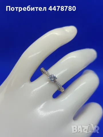 Годежен Пръстен от бяло и жълто злато с Диаманти, снимка 3 - Пръстени - 50404056