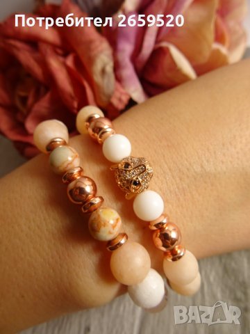 Дамски комплект гривни от естествени камъни, снимка 3 - Гривни - 39567295