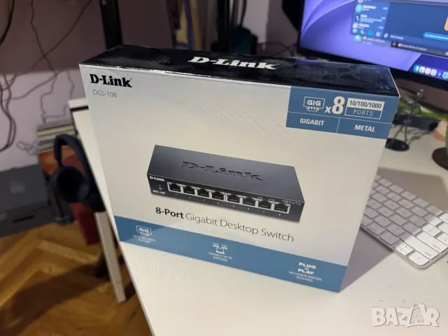D-Link DGS-108 – 8-портов гигабитов суич, неупотребяван