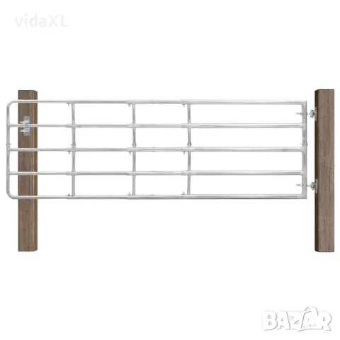 vidaXL Оградна порта, 5 пръта, стомана, (150-400)x90 см, сребриста, снимка 2 - Огради и мрежи - 56146093