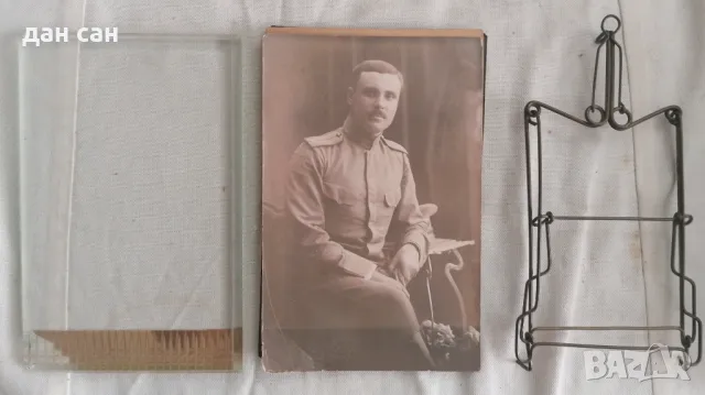 АРТ Деко поставка 1920 военен снимка остъклена злато 