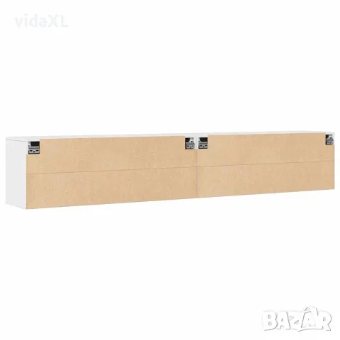 vidaXL Стенни шкафове, 2 бр, бели, 100x30x35 см, бор масив, снимка 6 - Шкафове - 56147992