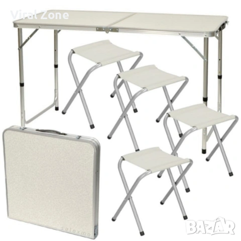 Комплект сгъваема алуминиева маса с 4 стола , снимка 5 - Къмпинг мебели - 53080643