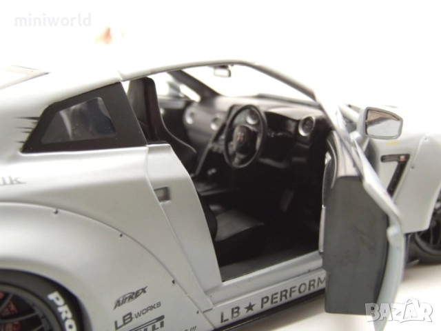 Nissan GT-R R35 Liberty Walk Bodykit Type 2 2024 с фигурка - мащаб 1:18 на Solido е нов в кутия, снимка 9 - Колекции - 52152978