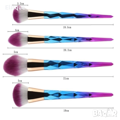 Комплект 10 броя четки за грим 3D Диамантен Еднорог HZS93, снимка 10 - Други - 52820400