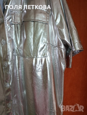 Ефектна сребърна риза, снимка 3 - Ризи - 52193603