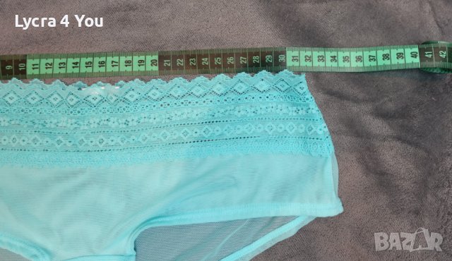 S/М тюркоазени тюлени бикини с дантелен колан, снимка 9 - Бельо - 38323493