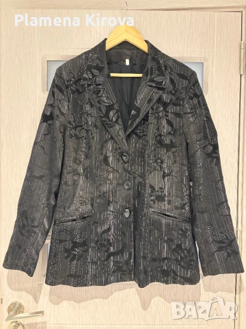 Флорално черно дамско сако | Размер L