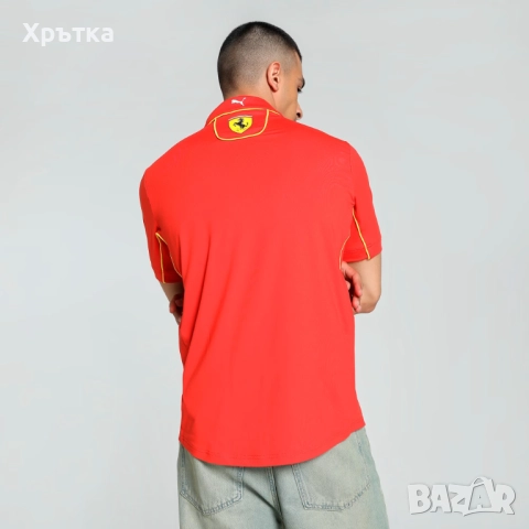 Puma Scuderia Ferrari F1 Team Pro - Оригинална мъжка тениска с яка, снимка 4 - Тениски - 52666342