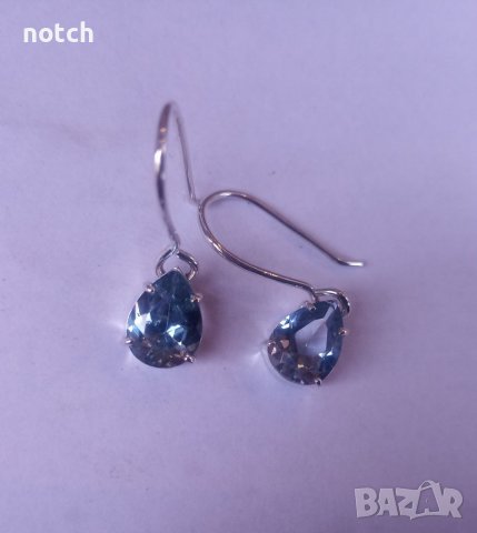 Сребърни обеци с аквамарини, снимка 1