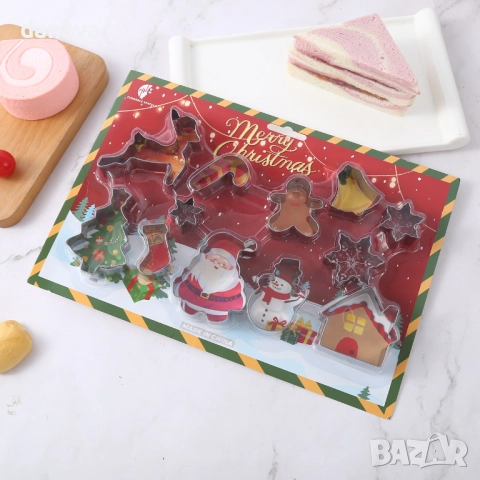 6253 Коледни форми за сладки метални резци за бисквити, 12 броя